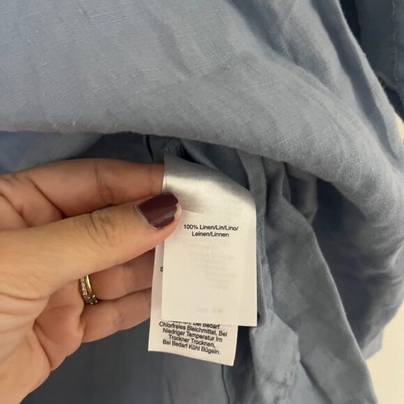 Donna Karan Light Blue Short Sleeved Linen Mini Dress Medium - Picture 3 of 4